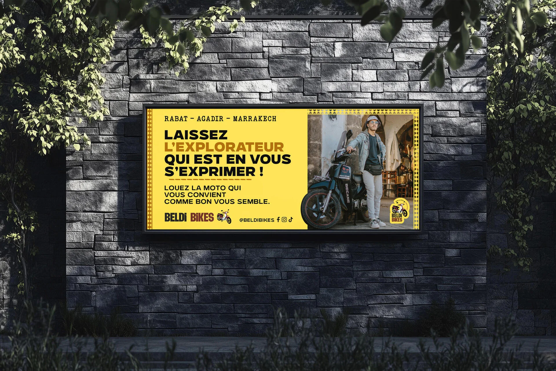 Beldi Bikes — billboard « Laissez l'explorateur qui est en vous s'exprimer »